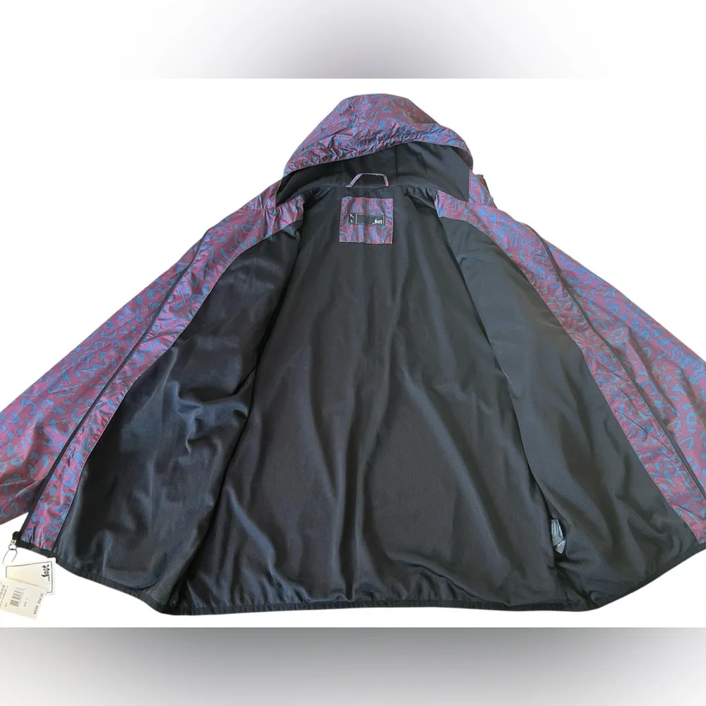 NWT …lost Mens Bootleg Windbreaker Hooded Rain Jacket Sz L Funky Print Y2K Rare‎